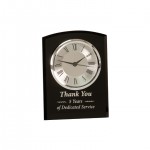 Laser-etched 6.25" Black Square Arch Glass Self Standing Clock