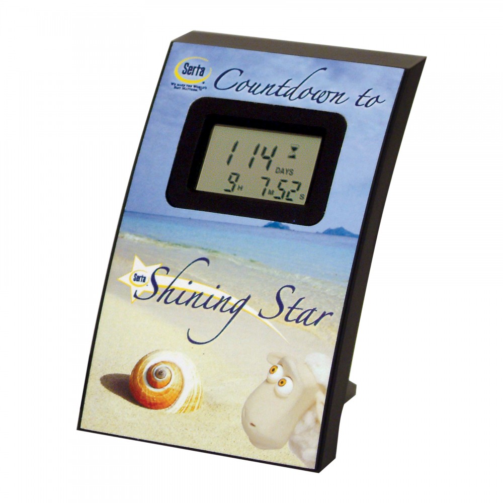 Clock - Seaside Theme Wall/ Desk Countdown LCD Clock Logo Imprinted