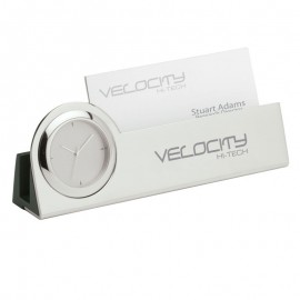 Custom Etched Struttura III Clock & Business Card Holder  Custom Etched Struttura III Clock & Business Card Holder