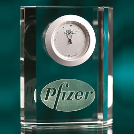 Rectangle Crystal Clock Logo Imprinted  Rectangle Crystal Clock Logo Imprinted