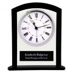 Logo Imprinted 6.25" Black and Clear Square Arch Glass Clock