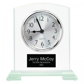 6.25" Square Arch Glass Clock Logo Imprinted