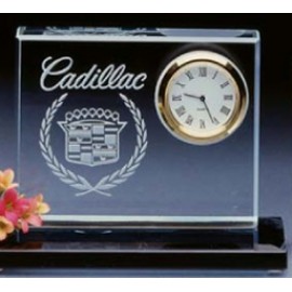 Crystal Clear Desk Clock with Base Custom Etched