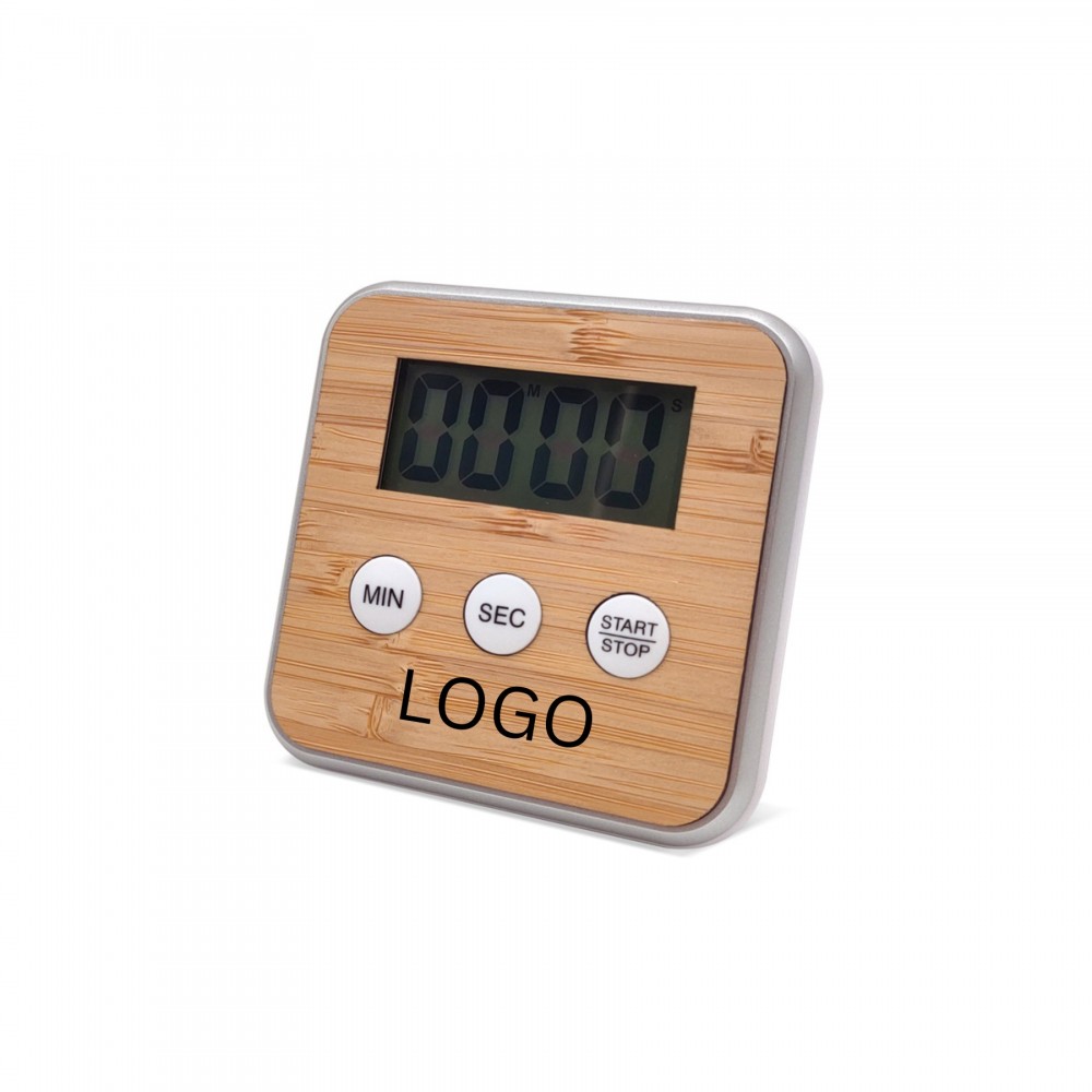 Eco-Friendly Bamboo Digital Timer Laser-etched