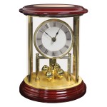 Logo Imprinted Clock - Piano Wood Finish & Glass Anniversary Mantel Desk Clock