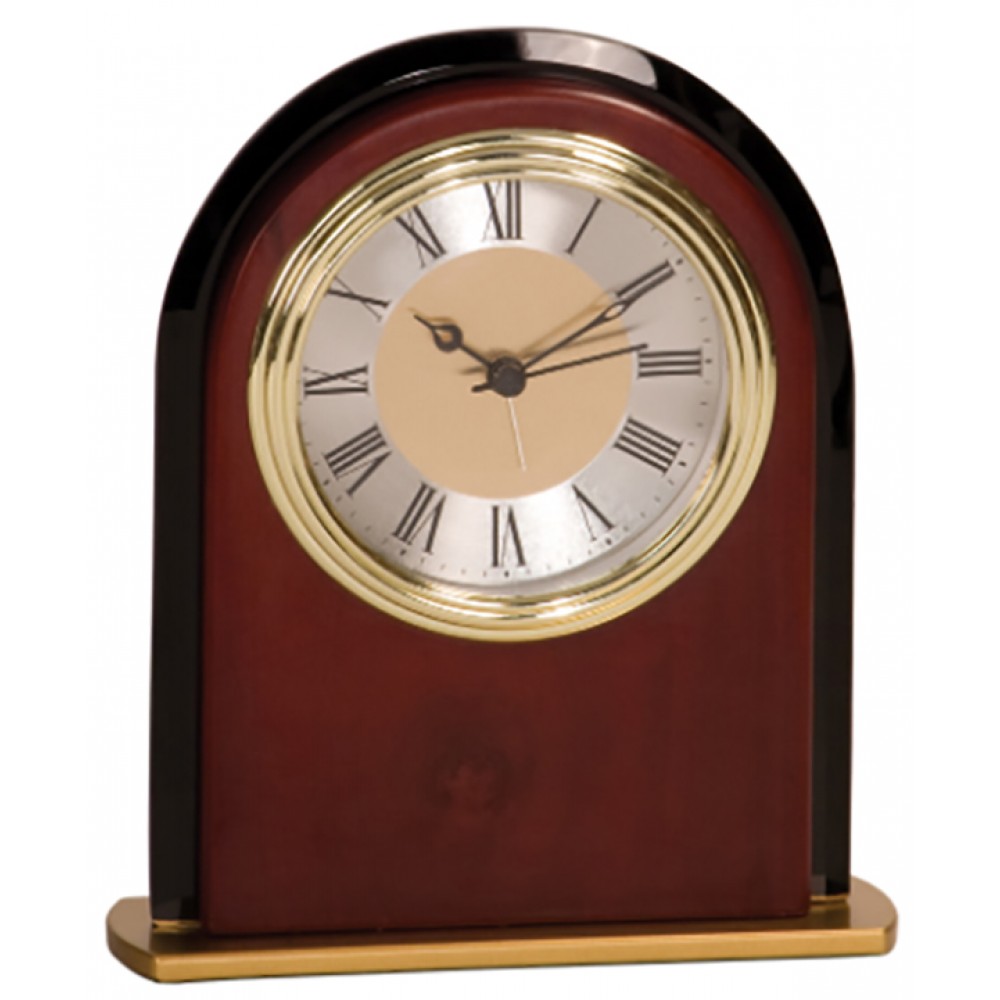 6.5" - Mahogany Finish Arch Clock Custom Etched