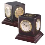 Logo Imprinted Clock - Swivel Multi-Function weather station Desk Clock with photo frame