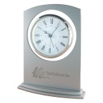 Clock - Sprayed Silver Glass Alarm Clock Custom Etched