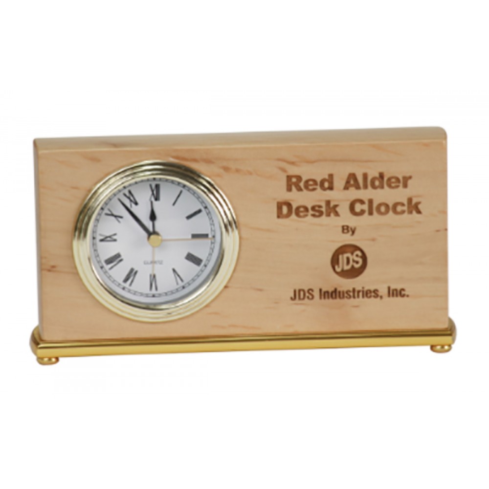 Laser-etched 4" x 7.5" - Red Alder Rectangle Clock