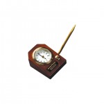 Laser-etched 4" x 7.5" Rosewood Piano Finish Clock and Pen