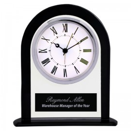 Logo Imprinted 6.25" Black and Clear Glass Clock