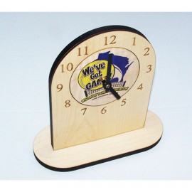 Custom Wood Desk Sign or Clock - SSX01 Logo Imprinted