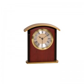 Logo Imprinted 6.5" Rosewood and Gold Top Clock  Logo Imprinted 6.5" Rosewood and Gold Top Clock