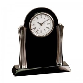8.25" x 7.5" Black Piano Finish Clock Logo Imprinted