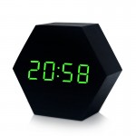 Branded Hexagon Wooden Digital Alarm Clock