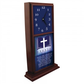 Custom Imprinted Mahogany Vertical Mantle Clock with Full Color Tiles, 6 3/4"(L) x 15 1/2"(H)  Custom Imprinted Mahogany Vertical Mantle Clock with Full Color Tiles, 6 3/4"(L) x 15 1/2"(H)