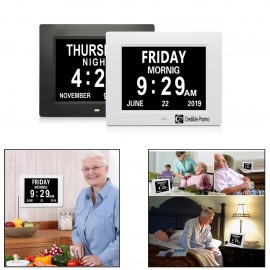 Logo Printed 8 inch Digital Calendar Day Clock Or Photo Frame For Alzheimers Or Elderly with Large Letter Display