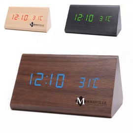 Logo Printed Led Digital Wooden Clock