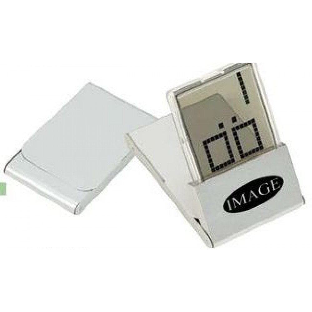 Logo Printed Metal Traveling Alarm LCD Clock