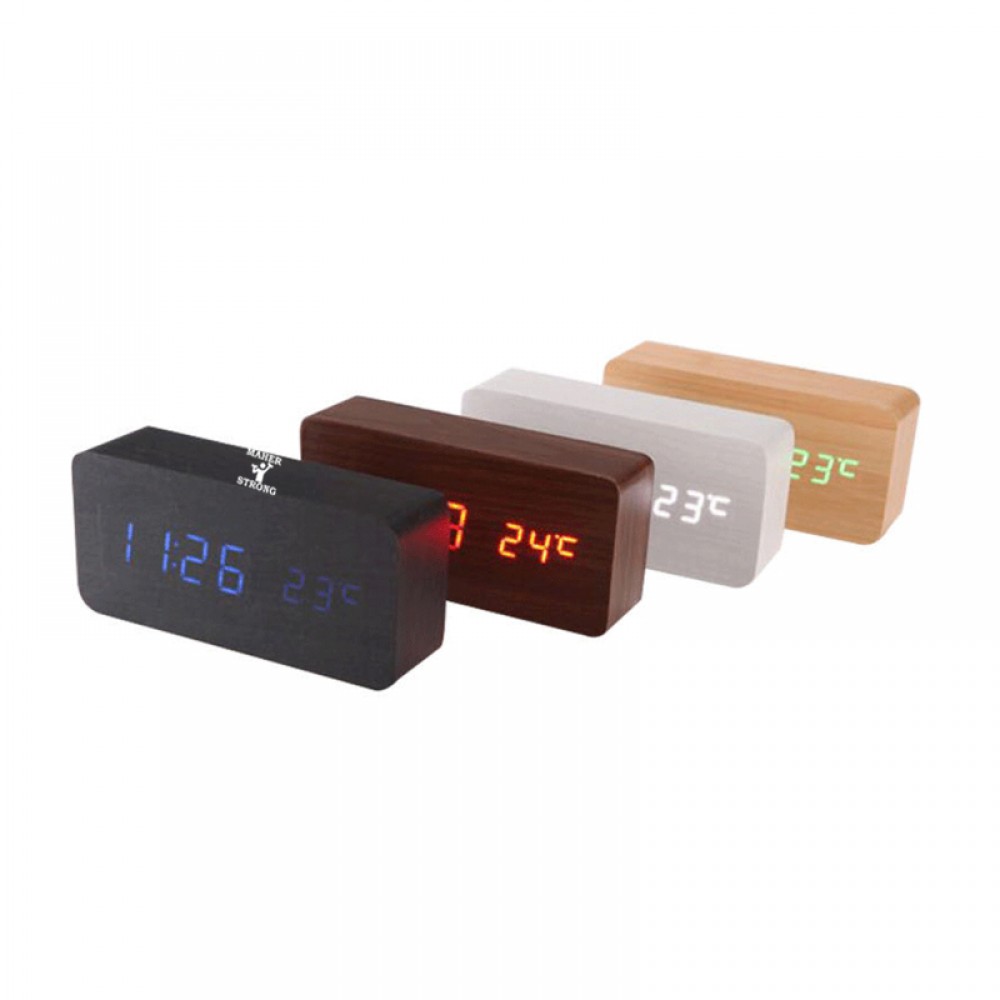 Wooden Alarm Clock Logo Printed Wooden Alarm Clock Logo Printed