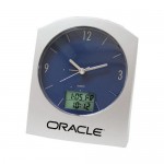 Dual Time Digital/Analog Desk Clock Custom Imprinted
