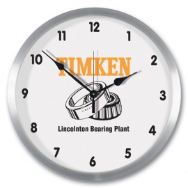 14" Aluminum Metal Wall Clock Logo Printed
