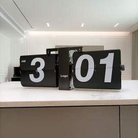 Flip Desk Shelf Clock Wall and Tabletop Flip Clock Custom Imprinted