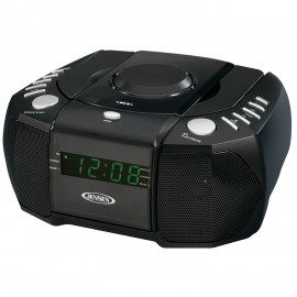 Logo Printed Jensen AM/FM Stereo Dual Alarm Clock Radio w/ Top Loading CD Player, Digital Tuner & Aux Input