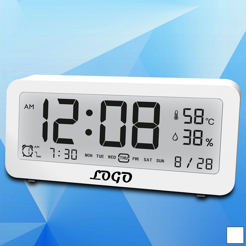 Logo Printed 7 9/16'' Digital Desk Clock w/ Touch Button