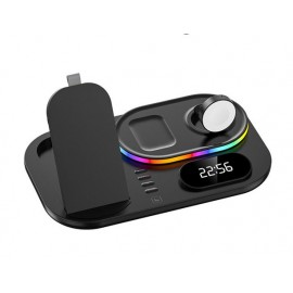 4in1 Wireless Charging Station with Night Light & Digital Clock Branded