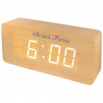 Large Wooden Alarm Clock w/Sound Triggered Display Branded