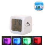 Custom Imprinted Square Digital Alarm Clock With Led Color