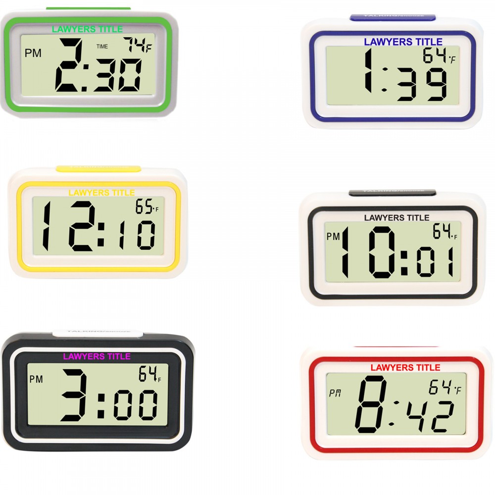 Talking Alarm Clock w/ Snooze Logo Printed Talking Alarm Clock w/ Snooze Logo Printed