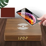 Custom Imprinted 10W Wooden Qi Fast Wireless Charger With Digital Led Clock