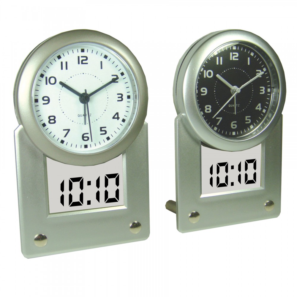 Branded Analog & Digital Alarm Clock w/ Dual Time