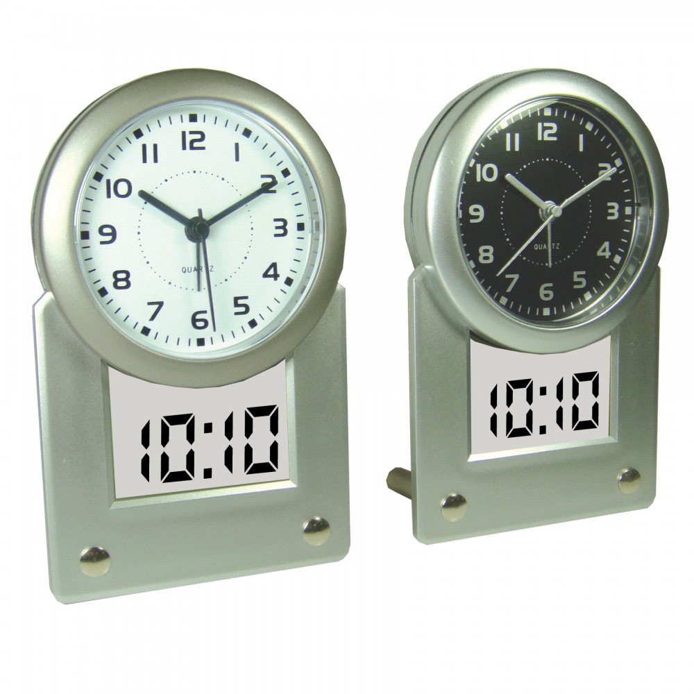 Branded Analog & Digital Alarm Clock w/ Dual Time Branded Analog & Digital Alarm Clock w/ Dual Time