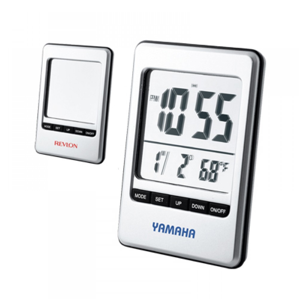 Logo Printed Travel Alarm Clock & Mirror Logo Printed Travel Alarm Clock & Mirror