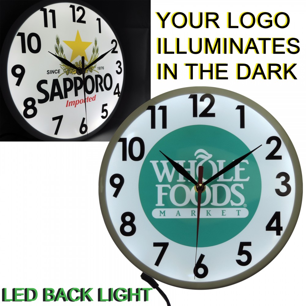 Branded Full Color Wall Clock w/ Full LED Back Light