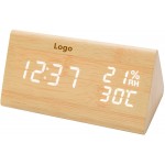 Branded Wooden Digital Alarm Clock with Wireless Charging