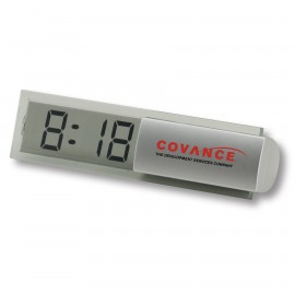 Slim Designed Digital Desktop Alarm Clock with Green Acrylic LCD Large Display Custom Imprinted