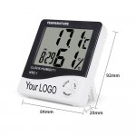 Logo Printed Indoor Digital C/F Thermometer Hygrometer Temperature Humidity Meter Clock