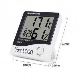 Logo Printed Indoor Digital C/F Thermometer Hygrometer Temperature Humidity Meter Clock  Logo Printed Indoor Digital C/F Thermometer Hygrometer Temperature Humidity Meter Clock