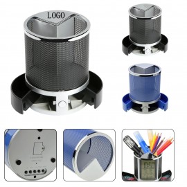 Pencil Cup Desk Clock Combo Logo Printed  Pencil Cup Desk Clock Combo Logo Printed