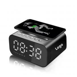 Bedside Digital Alarm Clock Wireless Charging Speaker Radio Logo Printed  Bedside Digital Alarm Clock Wireless Charging Speaker Radio Logo Printed