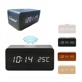 Custom Wireless Charging Wooden Clock Branded