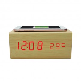 Multifunction Wood Alarm Clock Logo Printed