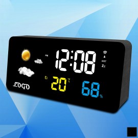 Logo Printed Digital Desk Clock w/ Forecast  Logo Printed Digital Desk Clock w/ Forecast