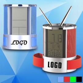 Mesh Pen Holder w/ Digital Clock Logo Printed  Mesh Pen Holder w/ Digital Clock Logo Printed