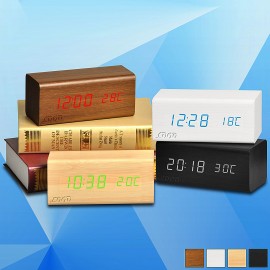 Wooden Digital Desk Clock Custom Imprinted