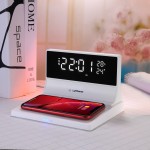 Qi Certified 15W Wireless Charger and LED Digital Clock with Alarm, Temperature and Calendar - Ocean Branded